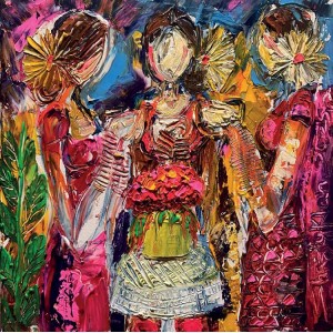 Shazly Khan, Every woman has a story to tell, 18 x 18 Inch, Acrylic on Canvas, Figurative Paintings, AC-SZK-129 Shazly Khan, Every woman has a story to tell, 18 x 18 Inch, Acrylic on Canvas, Figurative Paintings, AC-SZK-129